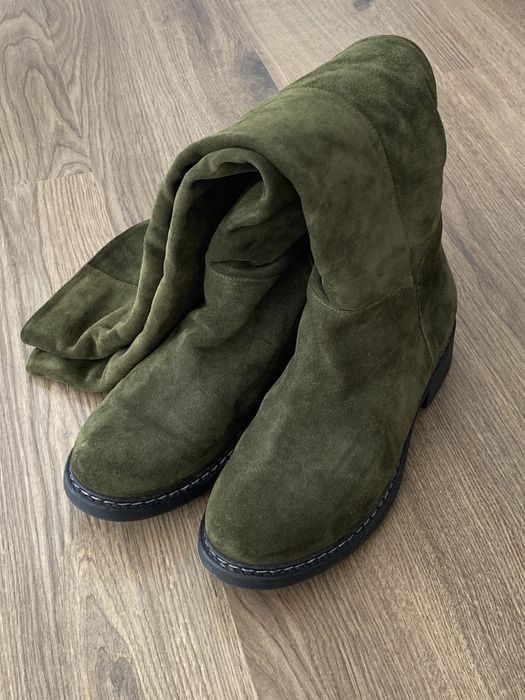 Замшеві зимові чоботи ботфорти натуральна замша