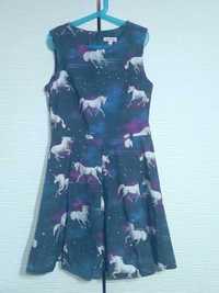 Piękna sukienka z jednorożcami, unicorn, Blue zoo