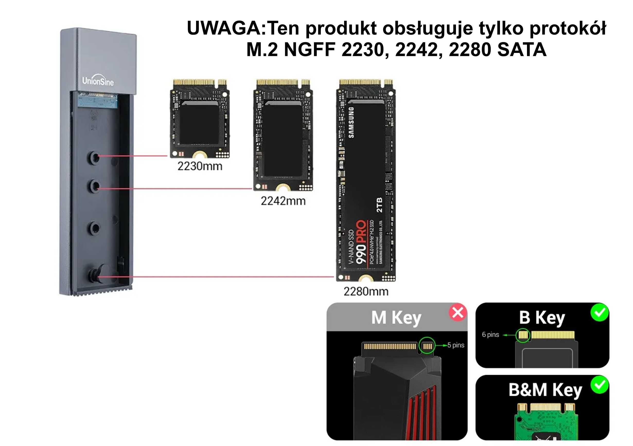 Obudowa dysku SSD M.2 SATA NGFF USB-C 3.1 5Gbps + etui