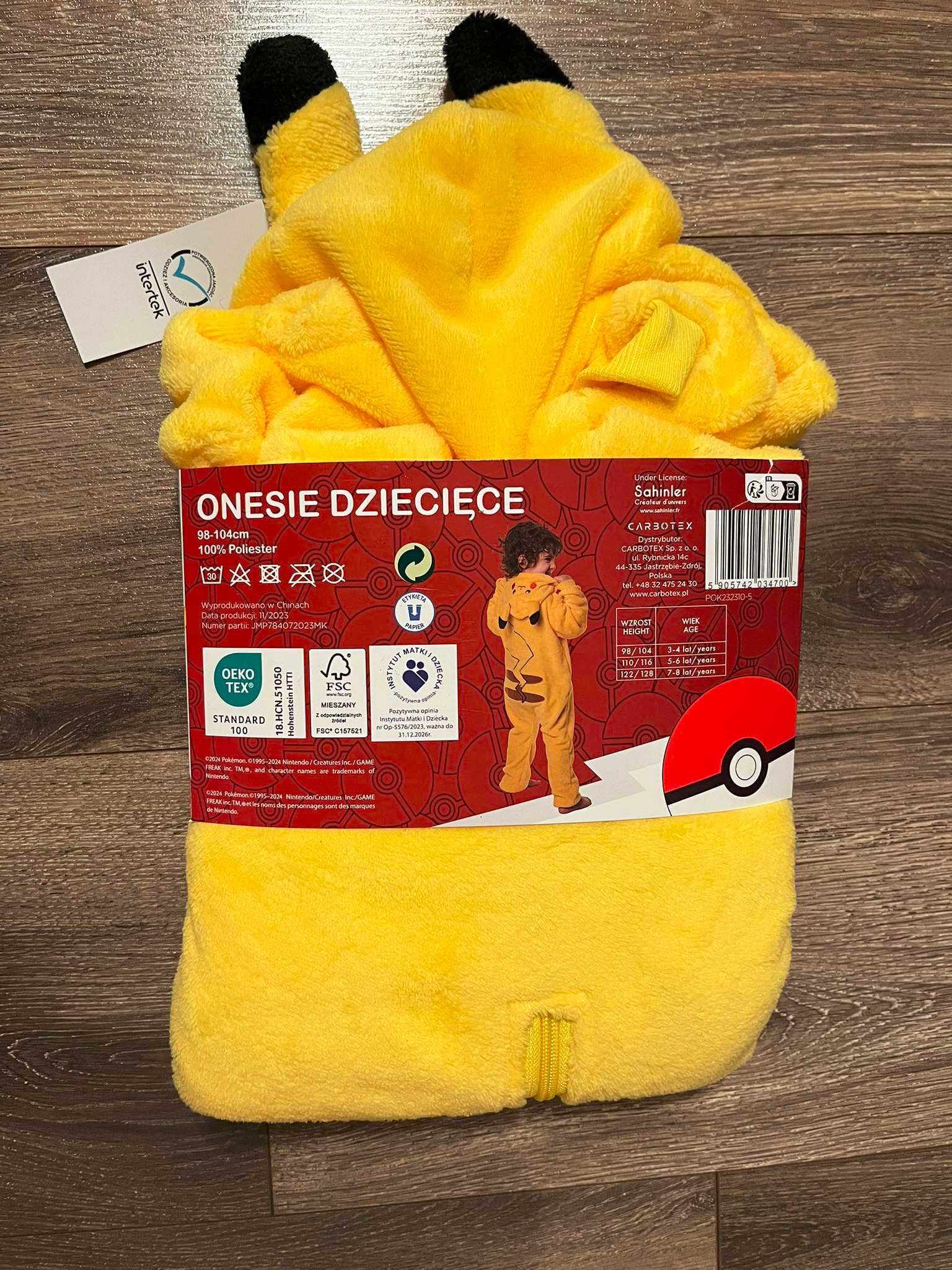 Onesie Piżama Kombinezon Pokemon Pikachu