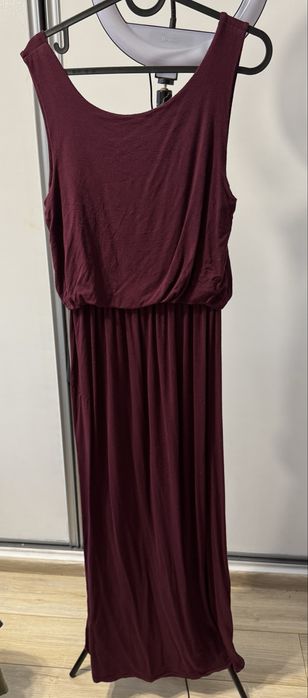 Bordowa długa elastyczna sukienka XL