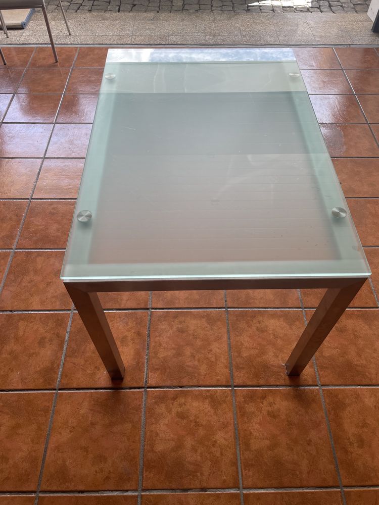 Mesa cozinha - Aço inox e vidro temperado