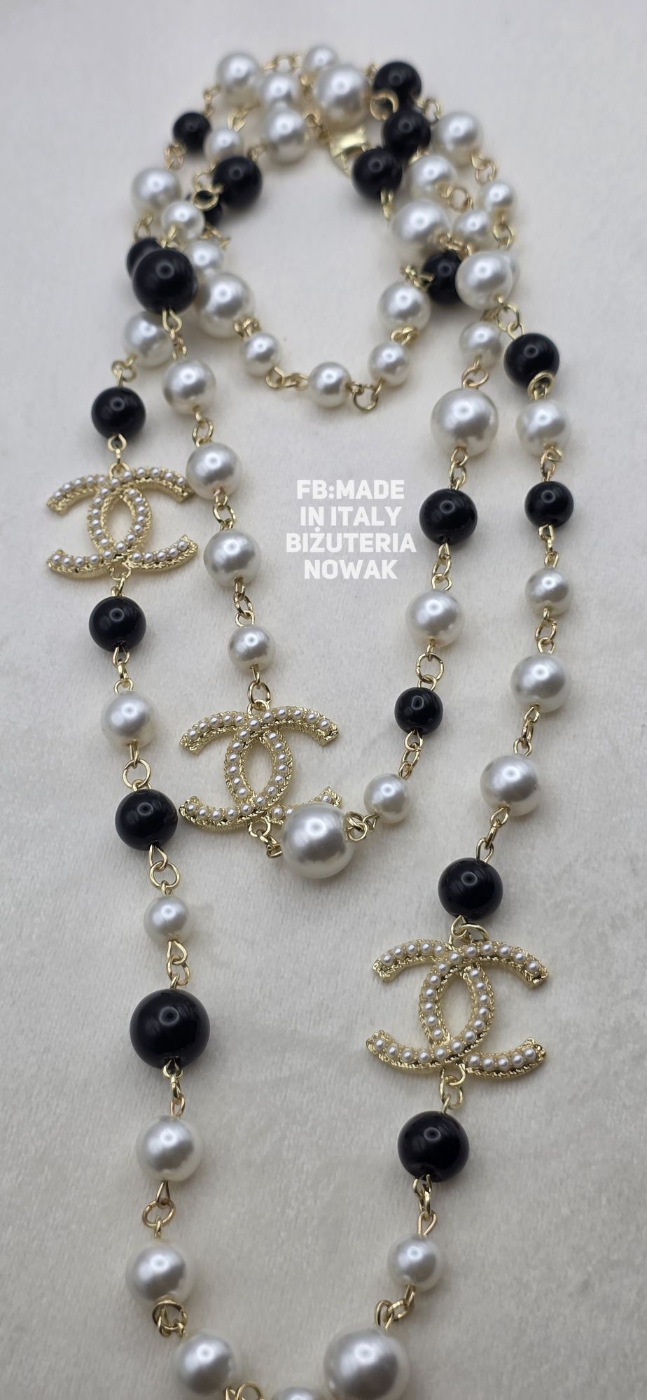 Korale sztuczne perły chanel 125cm