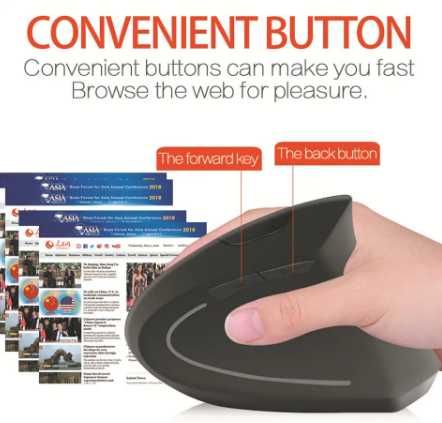 Rato sem fio USB Vertical Ergonómico computador portatil tablet LED NO