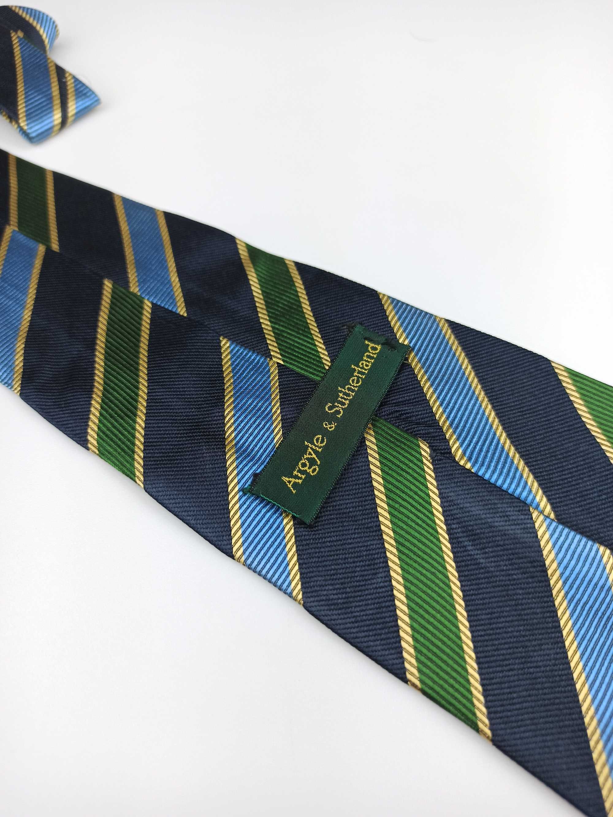 Argyle & Sutherland granatowy jedwabny krawat w paski mpi73