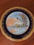 Prato Limoges 18,5cm pintado à mão e ouro