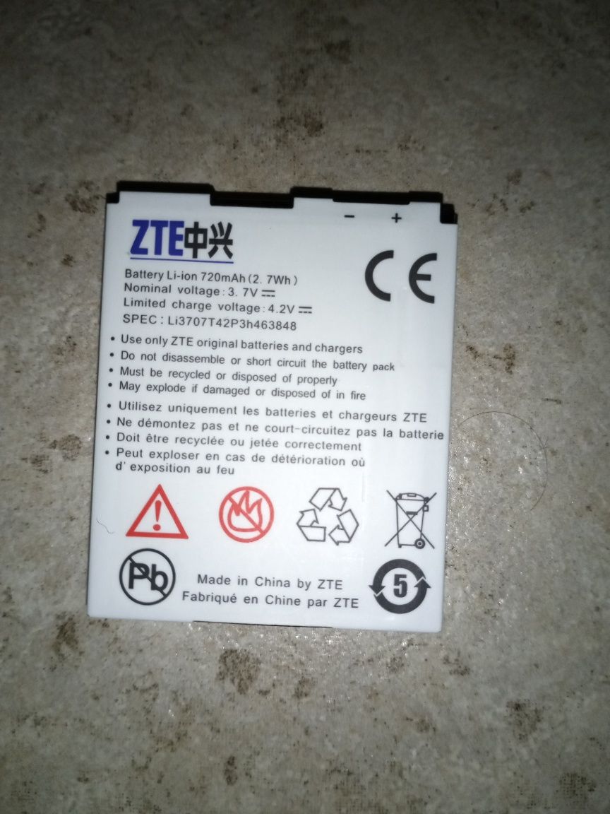 Bateria ZTE Li 720 mAh (2. 7Wh)