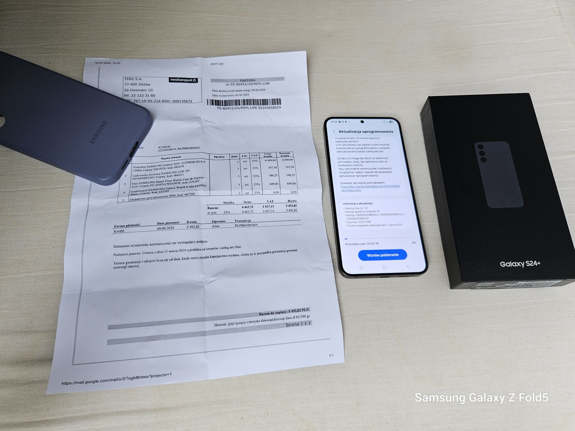 Samsung Galaxy S24+ ,12+256GB od MediaExpert,super stan,10 miesięcy GW