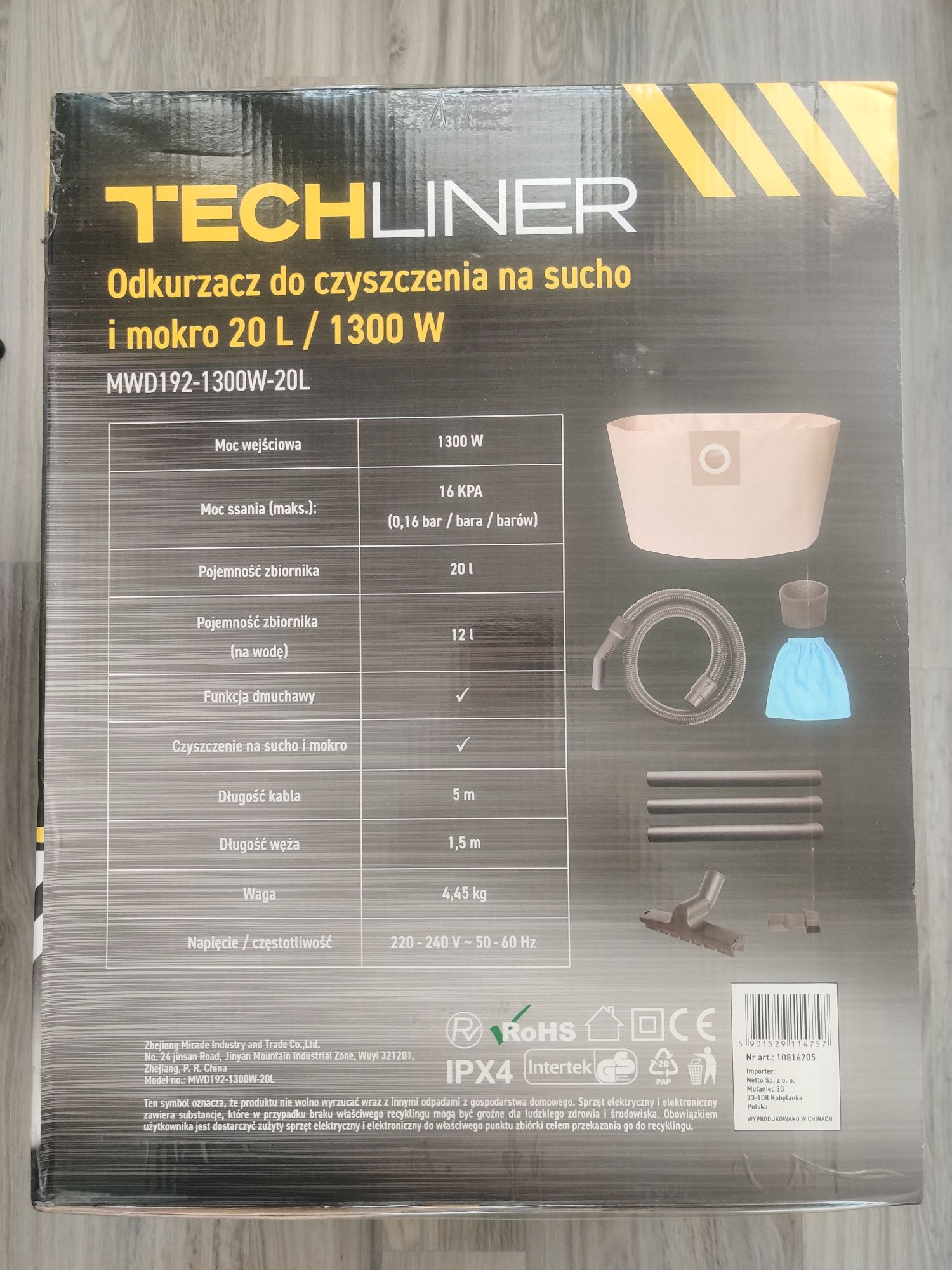 Odkurzacz warsztatowy na sucho i mokro 20L 1300W nowy