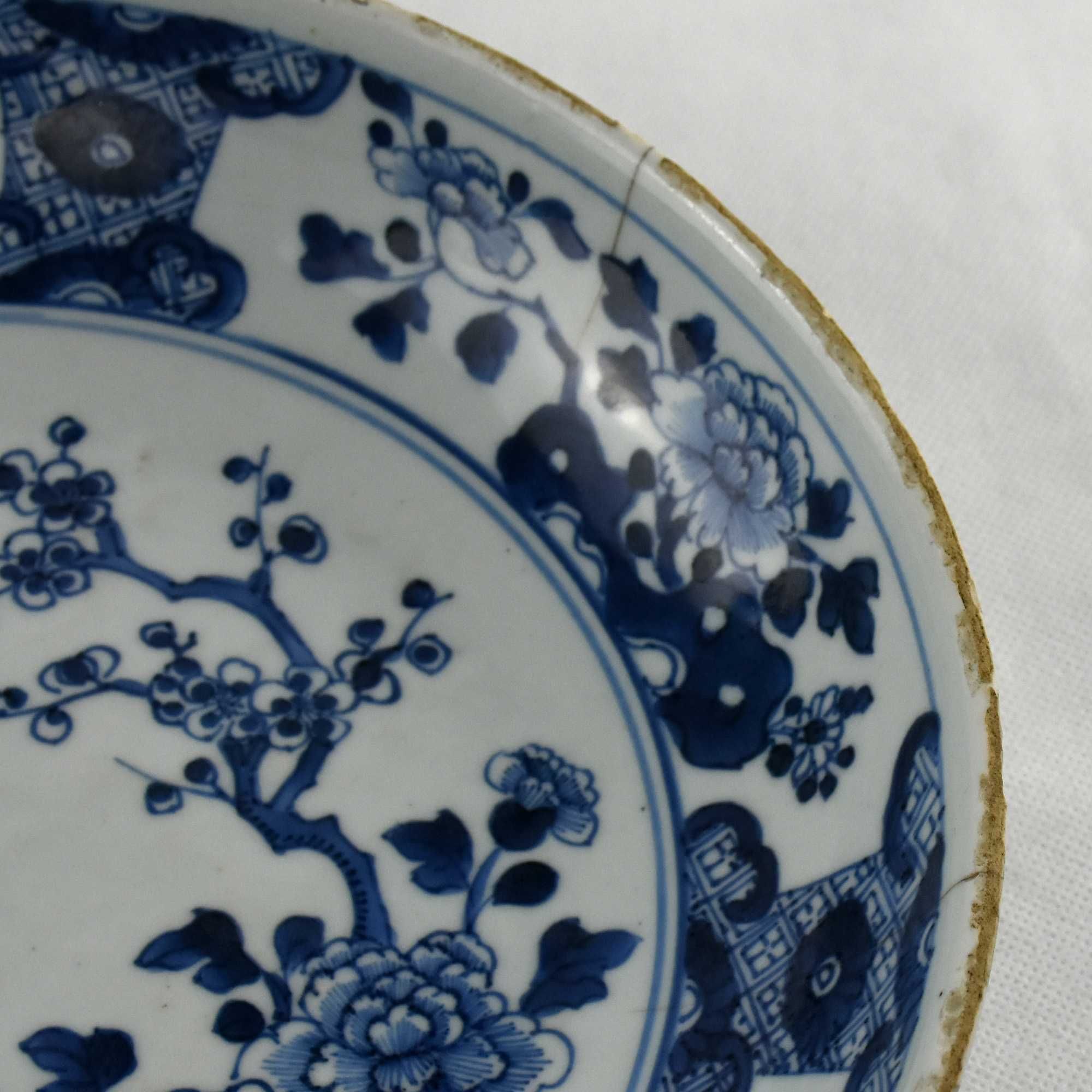 Taça Porcelana da china, Dec. Azul e Branco, Kangxi, séc. XVII/XVIII
