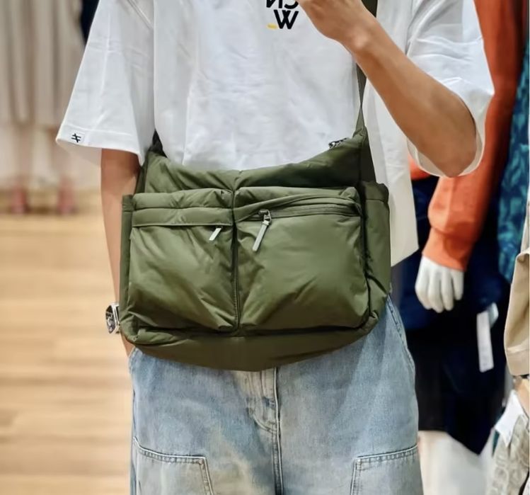 Сумка унисекс хаки  в стиле харадзюку