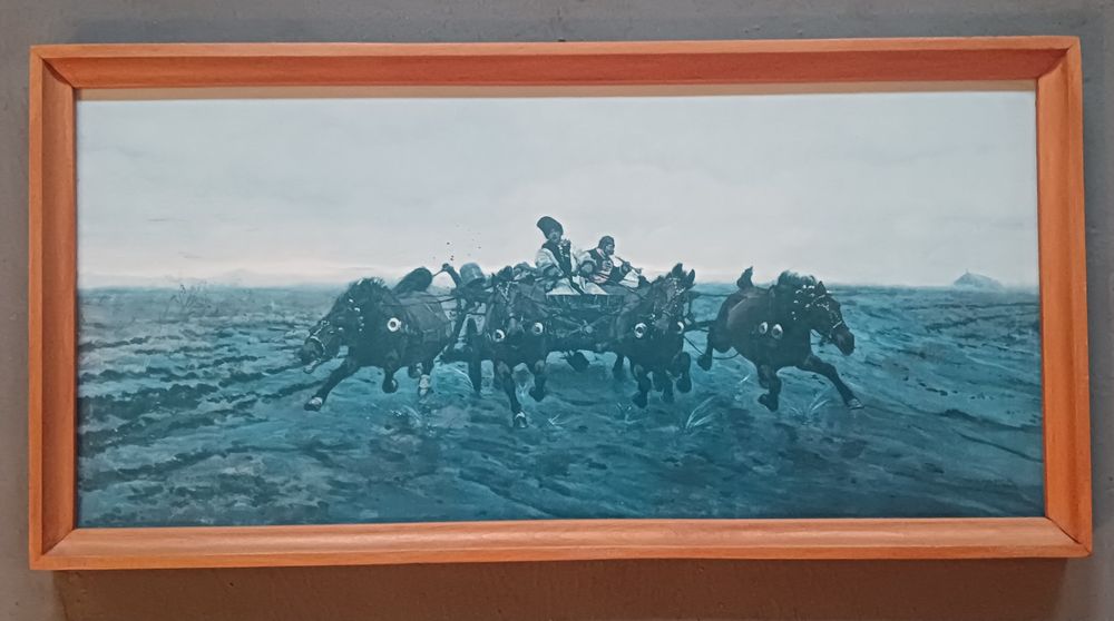 PRL replika obraz 52×26 cm J. Chełmoński, Czwórka.