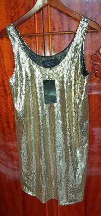 ZARA COLLECTION Nowa przepiękna Sukienka Tunika złota cekiny Rozmiar M