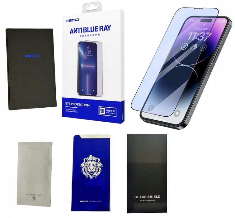 Szkło Z Filtrem Światła Anti Blue Szybka Do Iphone 14 13 13 Pro Recci