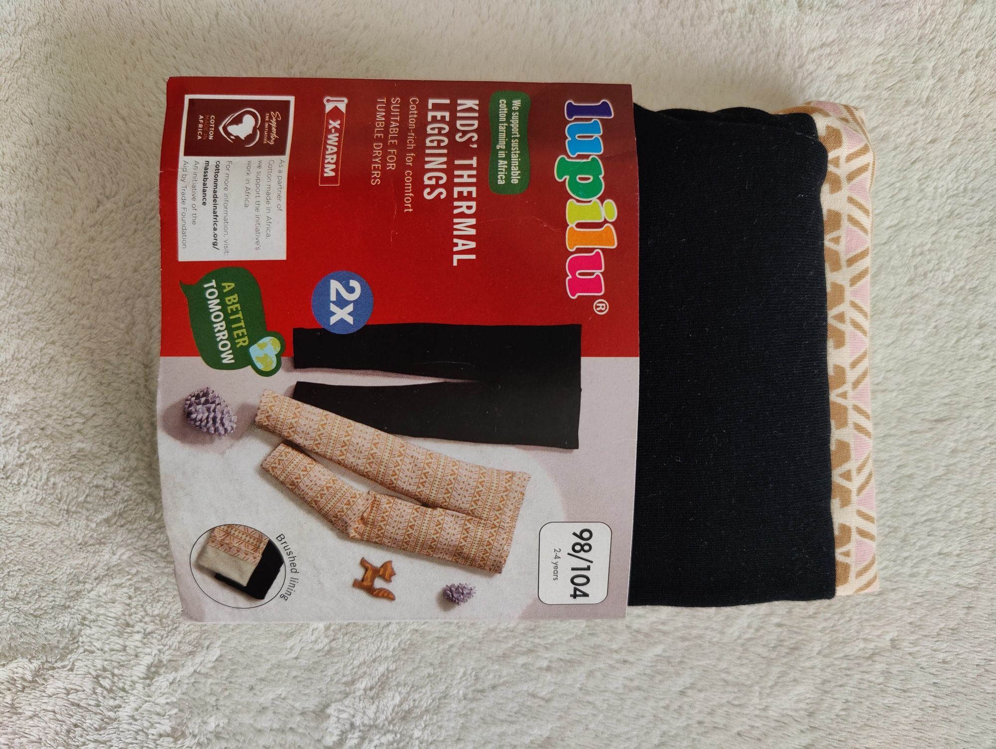 Nowy zestaw termicznych legginsów 98/104cm Lupilu 2 pary spodni Lycra