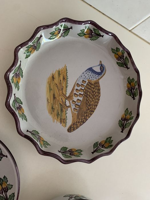 Conjunto de loica de barro pintado