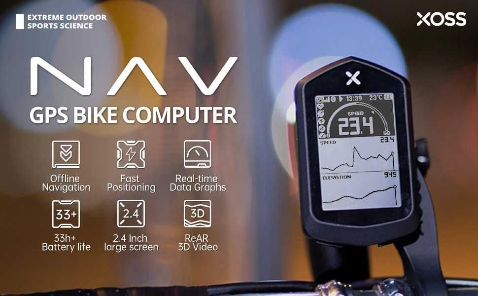 Велокомп'ютер XOSS NAV (GPS, Strava, навігація по треку)