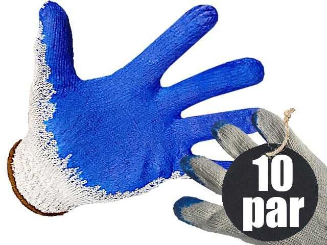 10 PAR! Rękawiczki Rękawice Robocze Ochronne OBLANE GUMĄ WAMPIRKI