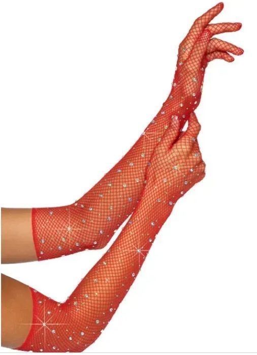 Красные чулки + перчатки, комплект эротического белья