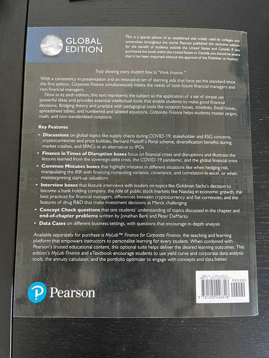 Livro Corporate Finance - Global Edition (6ª Edição) – Novo
