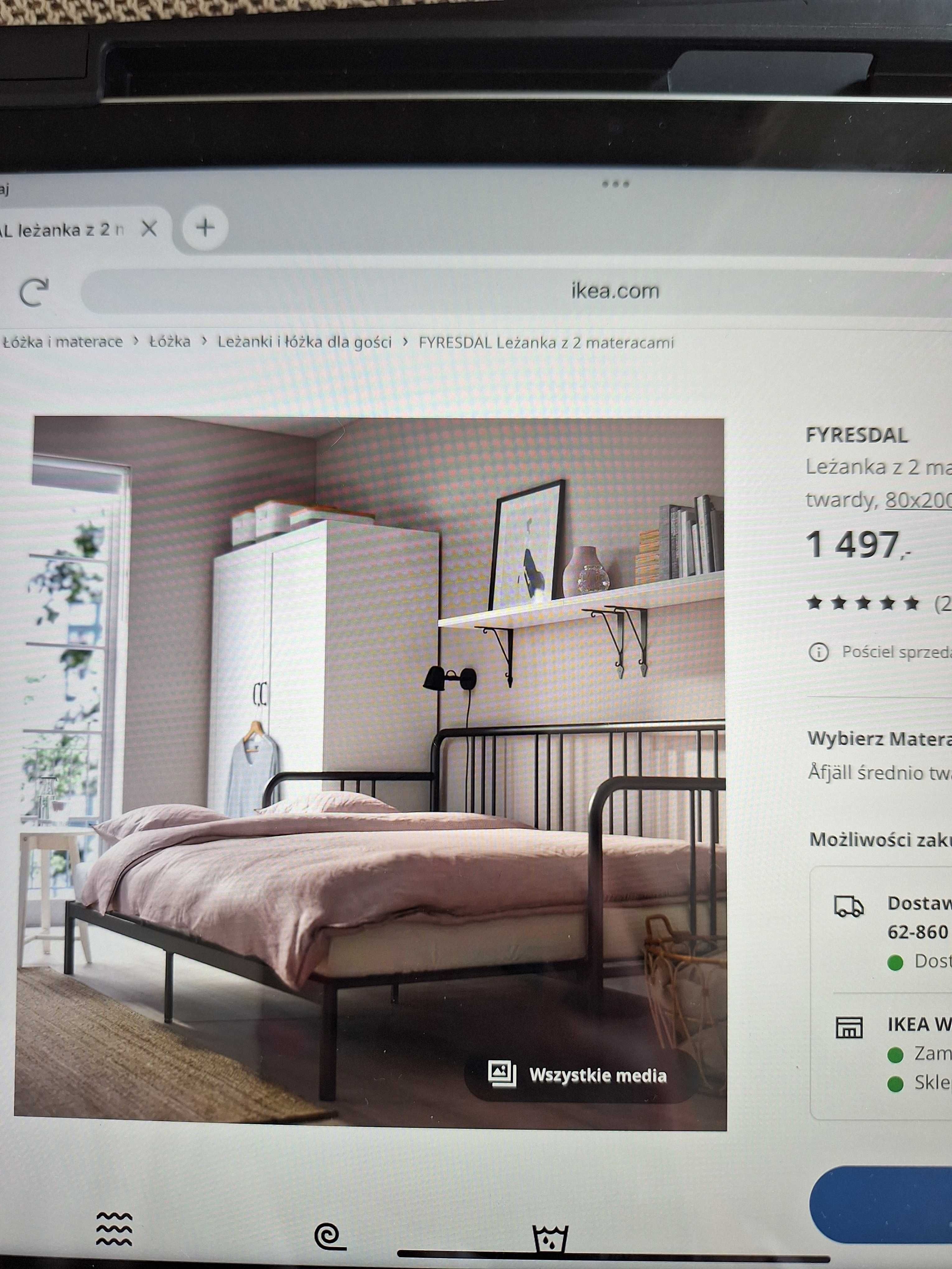 FYRESDAL ikea łóżko rozkładane
Leżanka z 2 materacami  80x200 cm