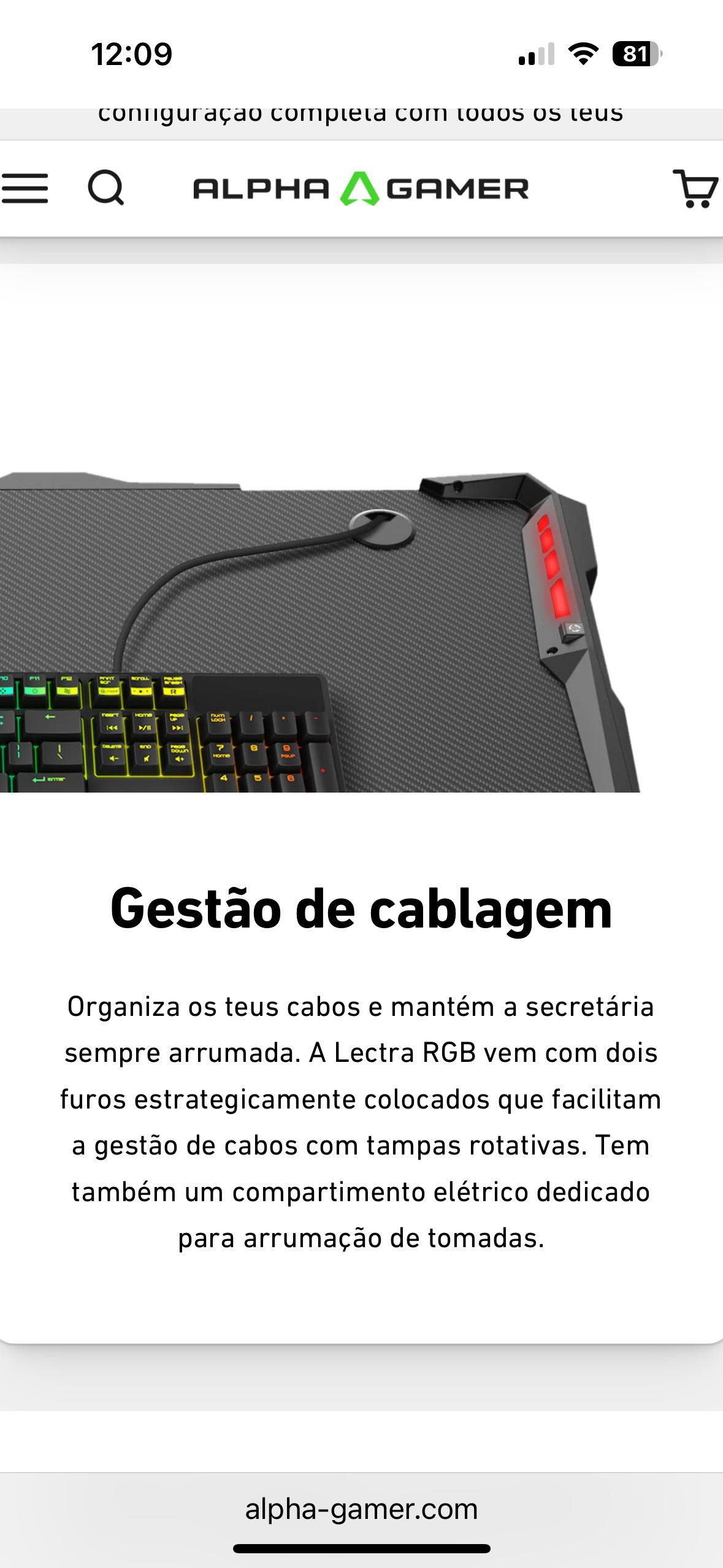 Secretária Gaming RGB da Alpha Gamer
