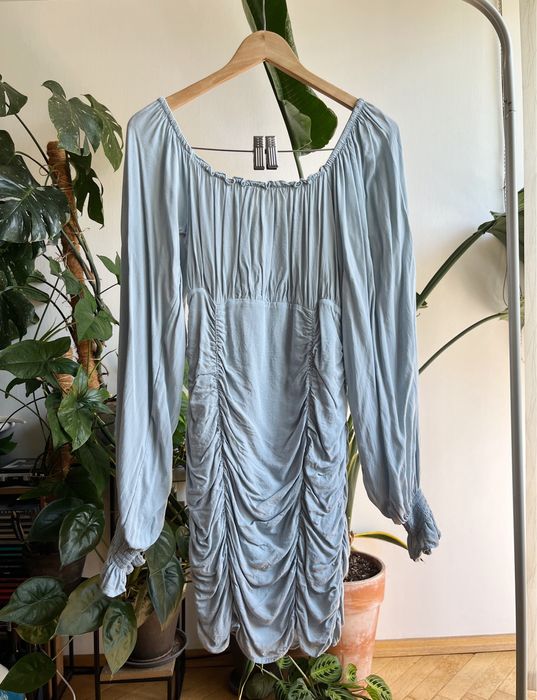 Nelly NLY Trend błękitna sukienka mini, obcisła, rękaw nietoperz