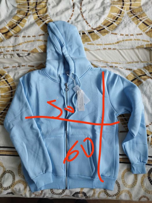 Bluza z kapturem RUE PARIS | Błękitna | Unisex | Nowa z metką