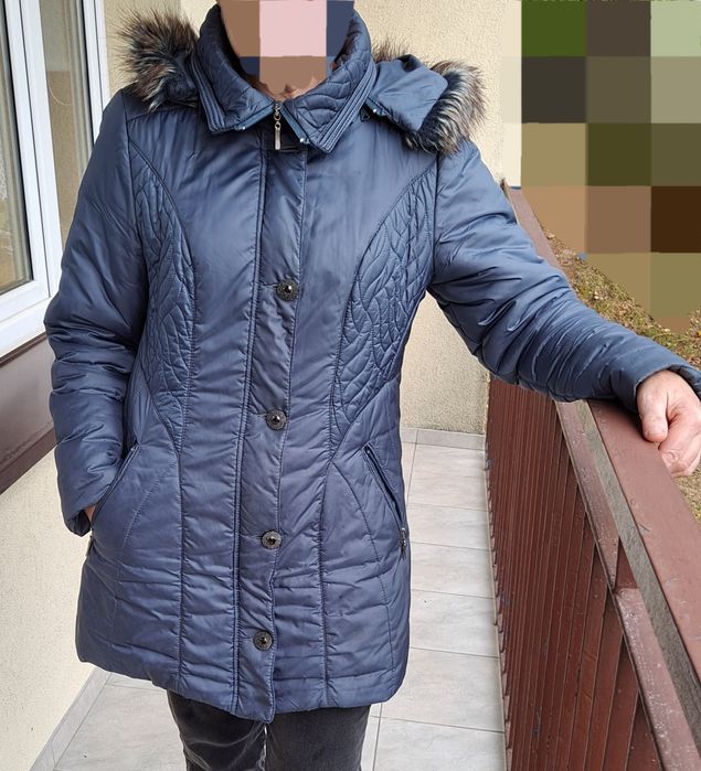 Kurtka zimowa ocieplana 42,dłuższą kurtka z kapturem damska