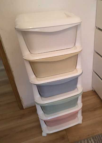 Regał Pojemnik Organizer na Zabawki Pięć Szuflad Kolorowe 98cm