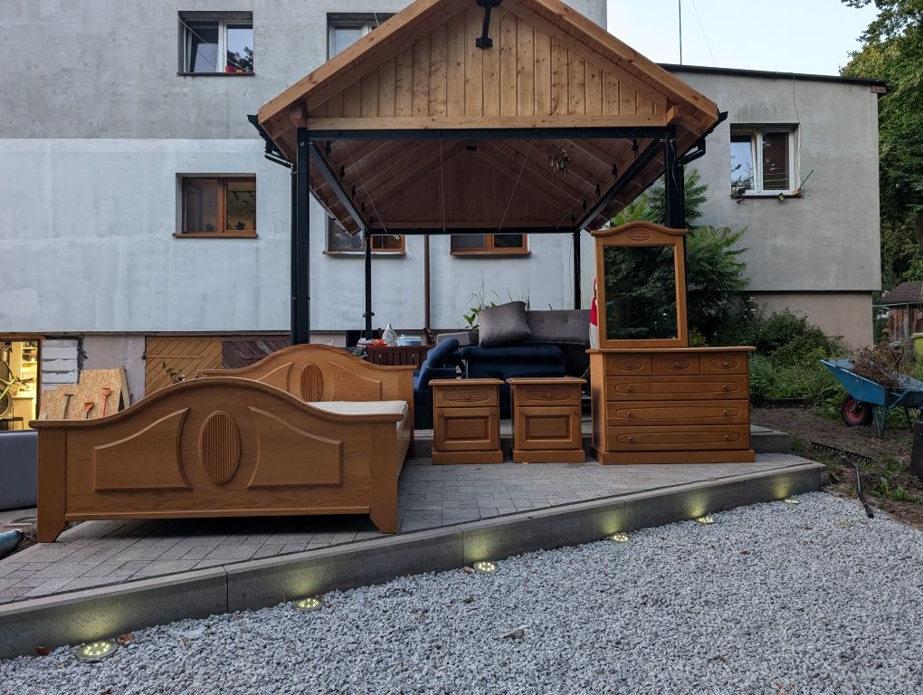 DREWNIANA SYPIALNIA Szafa Komoda Szafki Nocne Łóźko Lustro DOSTAWA