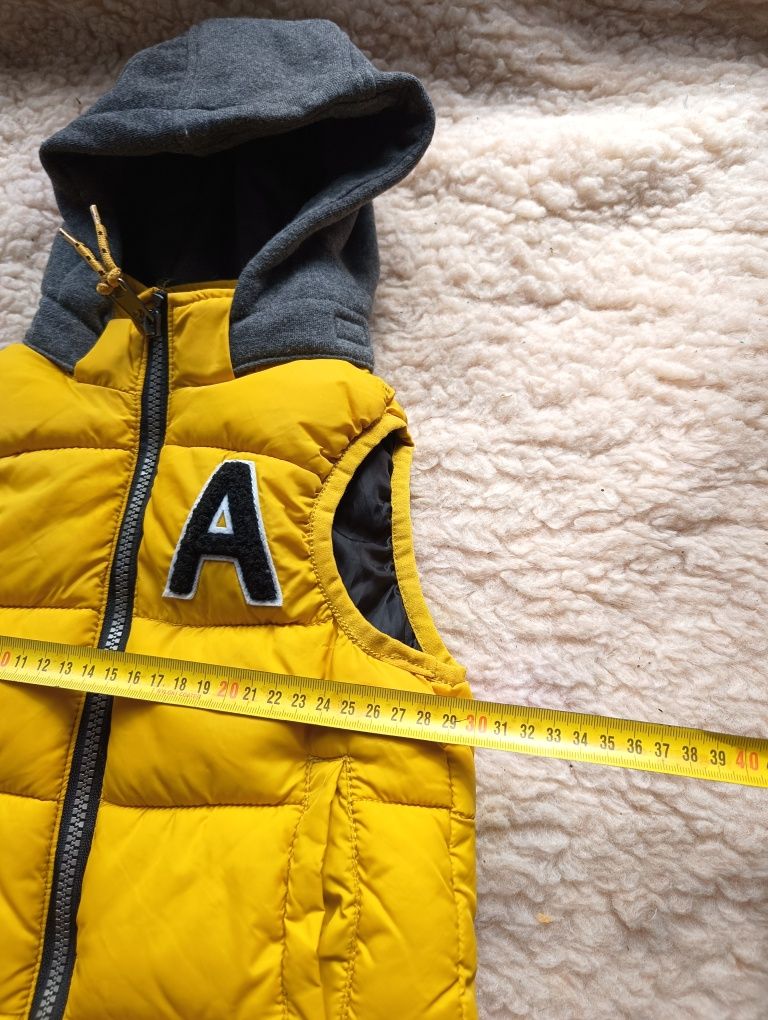 Kamizelka z kapturem, bezrękawnik żółty h&m 92