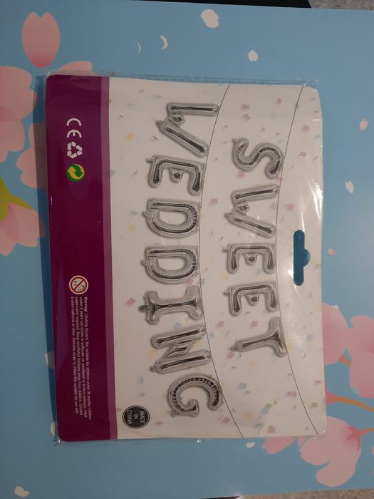 Гирлянда фольгированная буквы "Sweet wedding"