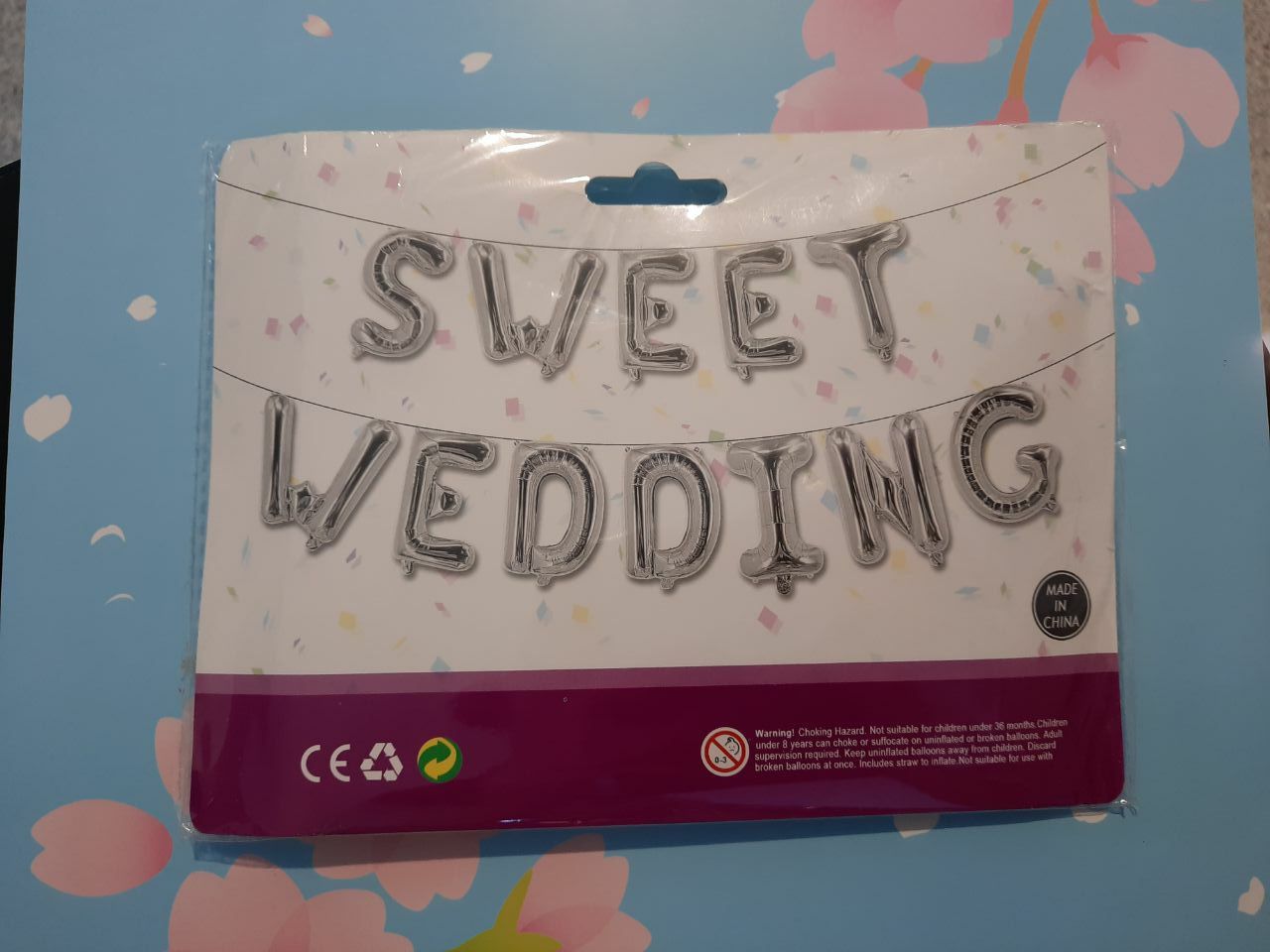 Гирлянда фольгированная буквы "Sweet wedding"