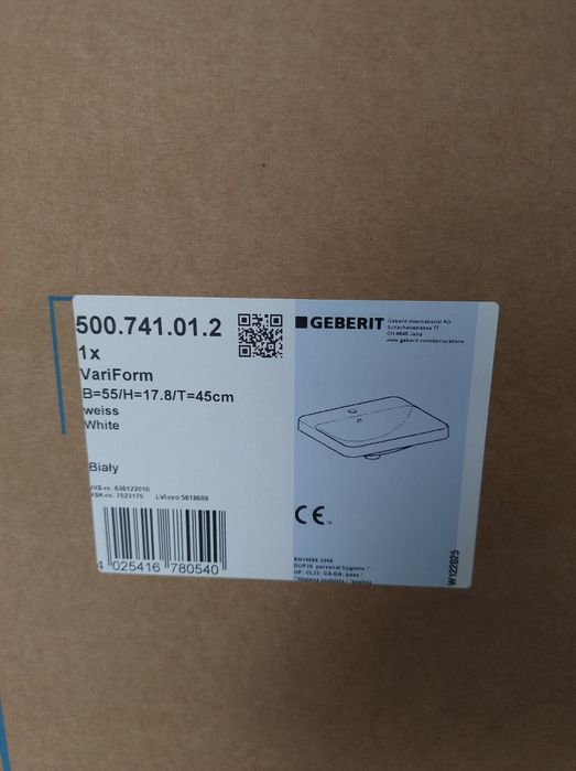 Piękna umywalka Geberit Variform 55 x 45 cm nowa gwarancja