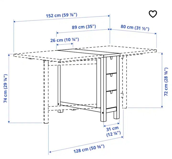 Conjunto mesa com abas e 2 cadeiras