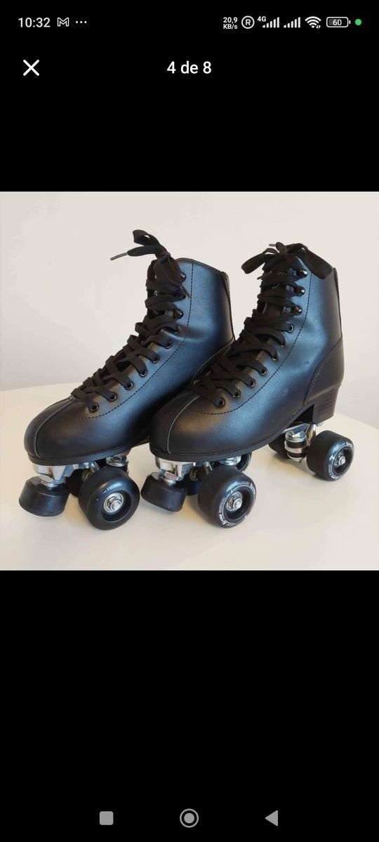 Patins de 4 Rodas adulto Quad Marca Traxart Klassic preto alumínio