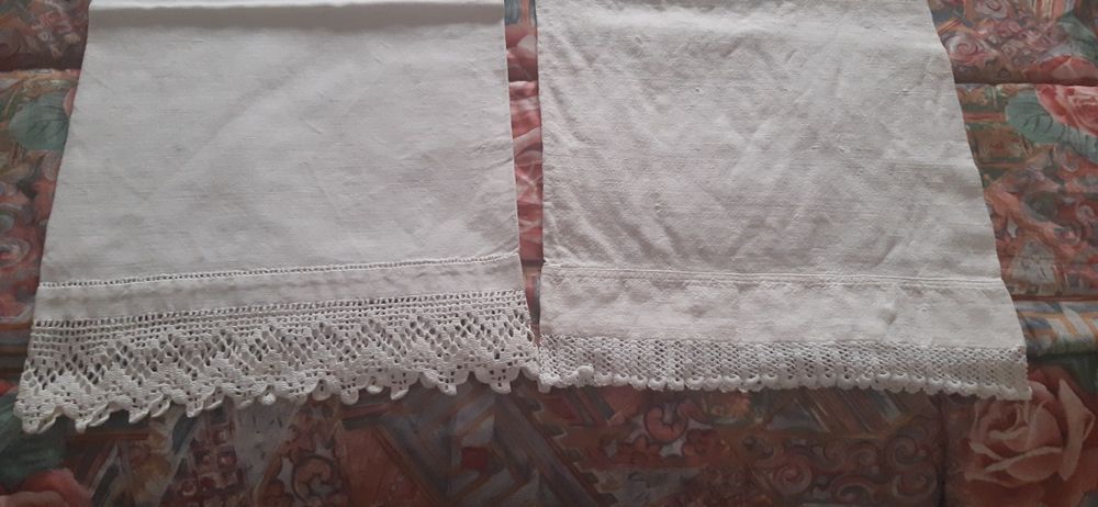 Travesseiros de linho com perto de 100 anos feitos no tear pela minha