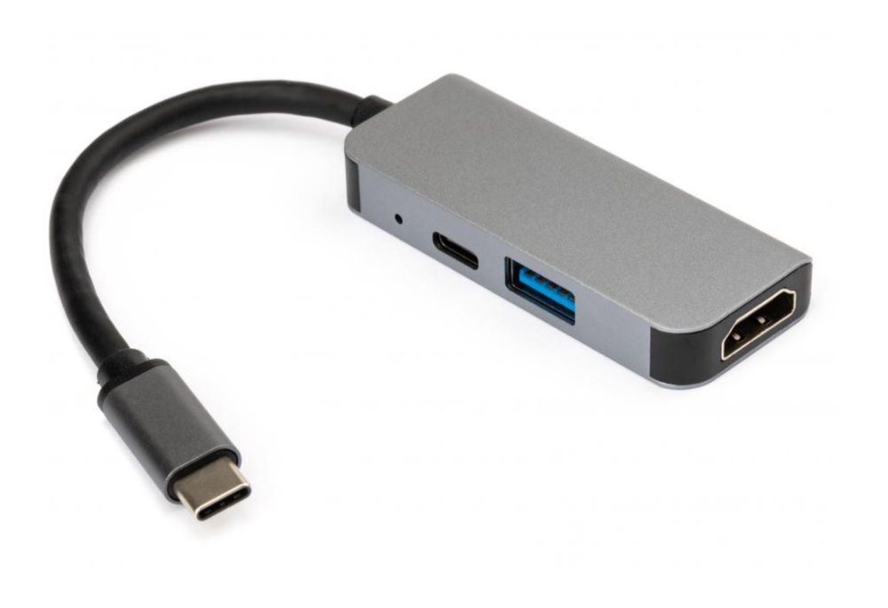 Концентратор Vinga Type-C to 4K HDMI+USB3.0+PD aluminium (VCPHTC3AL)