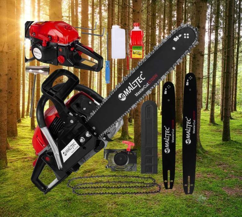 Piła Spalinowa 5.7KM MOCNA Maltec Łańcuchowa Pilarka 2 PROWADNICE
