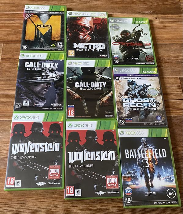 Xbox 360: Metro, Crysis, Hitman, Wolfenstein, Armored Core, Halo, MGS