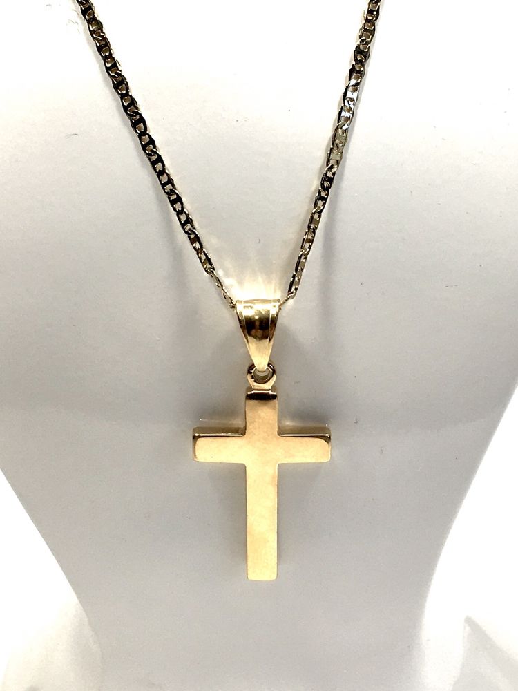 Złoty męski łańcuszek GUCCI z krzyżykiem•pozłacany ogniowo 18K 0,750
