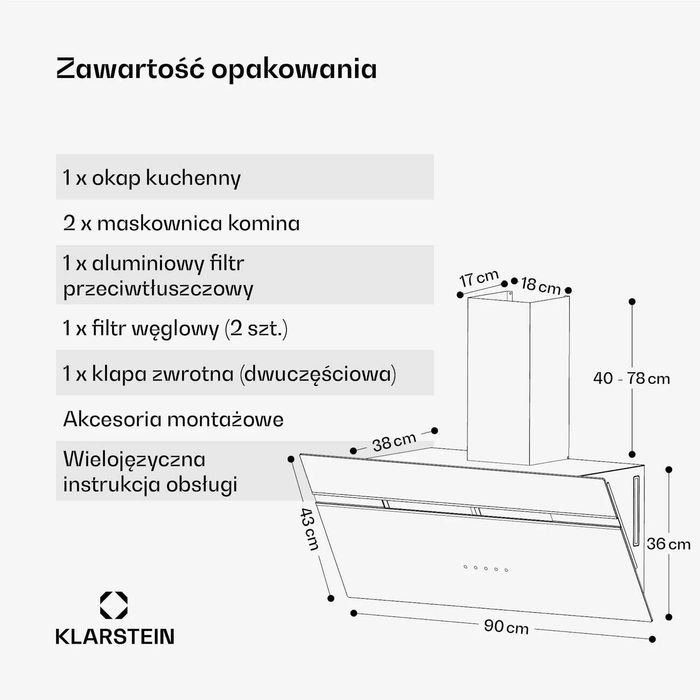 Okap kuchenny Klarstein Alina 90 czarny