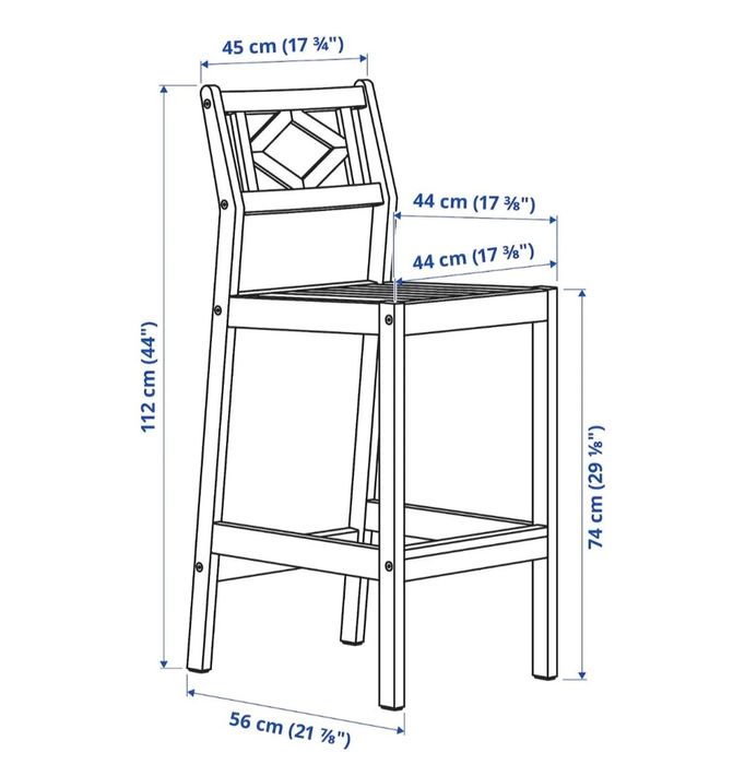 IKEA BONDHOLMEN Stół barowy + 4 krzes bar, Bondholmen szara bejca