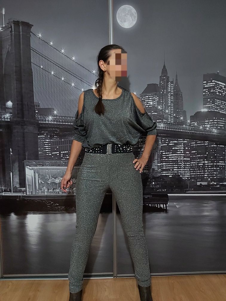 Nowe srebrne spodnie H&M divided