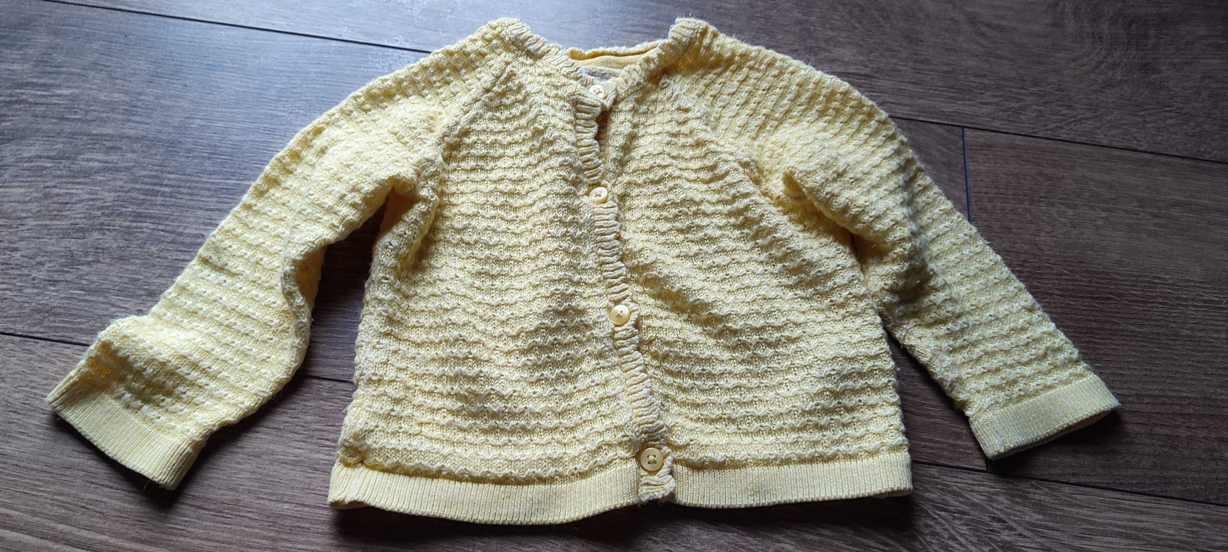 Sweterek żółty dla dziewczynki f&f 68 3-6 miesięcy