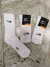 Носки высокие спортивные белые Nike набор 3 шт размеры 36-40,41-45