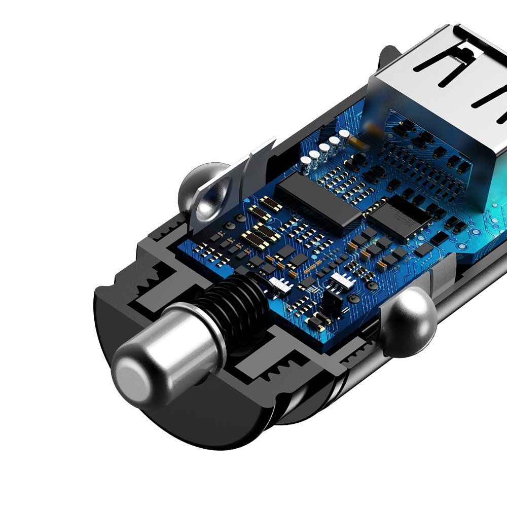 inteligentna ładowarka samochodowa z portami usb i usb-c qc pd czarny