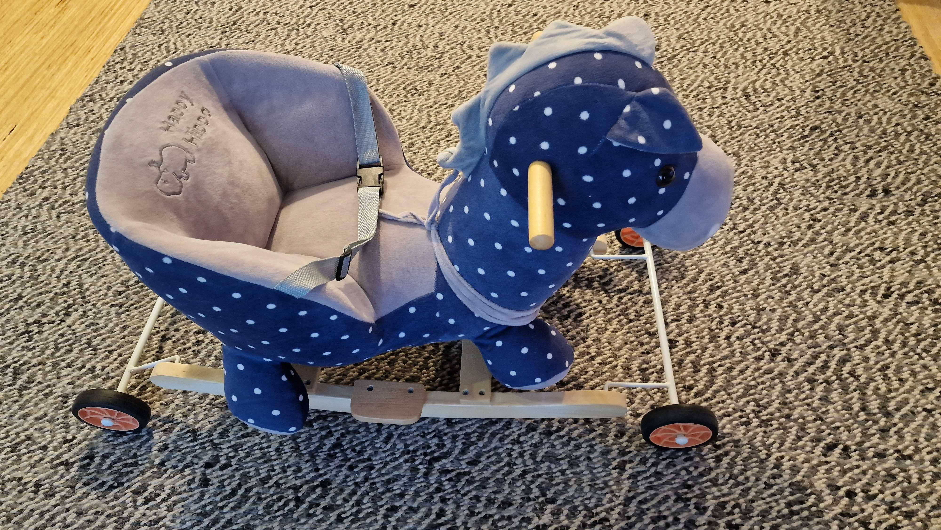 Konik na biegunach i jeździk Happy Hippo - niebieski koń na biegunach