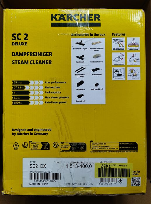 Karcher SC2 deluxe EasyFix parownica 1500W do czyszczenia podłóg